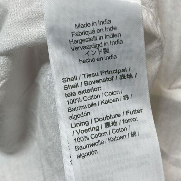 J.CREW Midi Dress Women 14 White Orange Scalloped Trim NEW Pockets Cotton CA107 - Picture 13 of 15